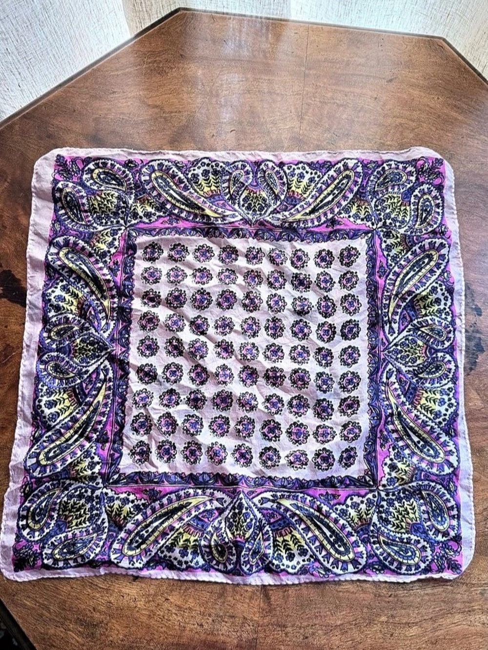 Paisley Scarf in Purple & Pink 100% silk